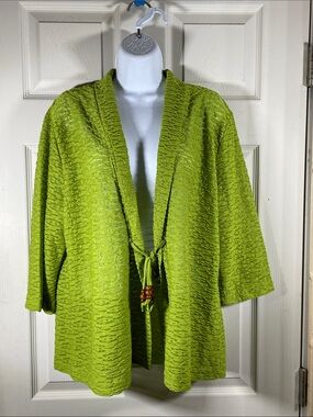 Lightweight Lime Green Open Front Tunic with Tie